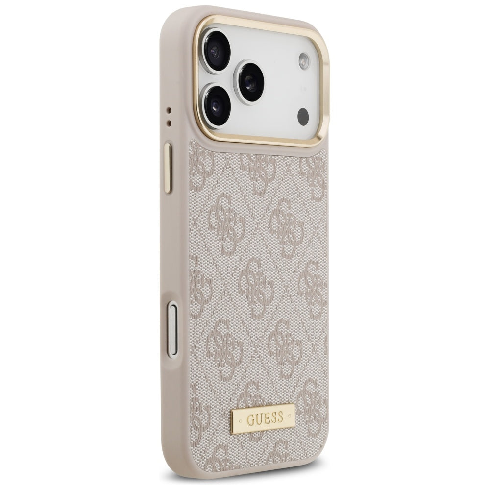 MagSafe hoesje voor Apple iPhone 17 Pro Max, Guess, 4G Logo Plate, Roze