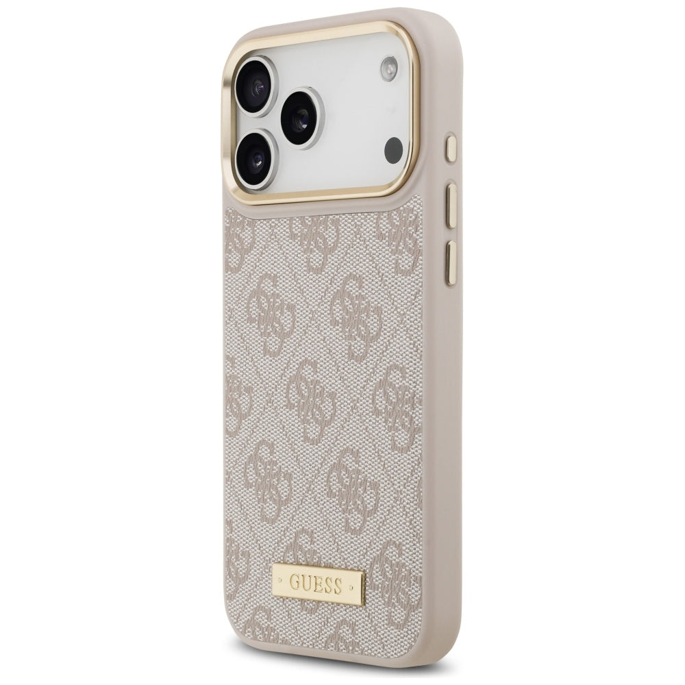 MagSafe hoesje voor Apple iPhone 17 Pro Max, Guess, 4G Logo Plate, Roze