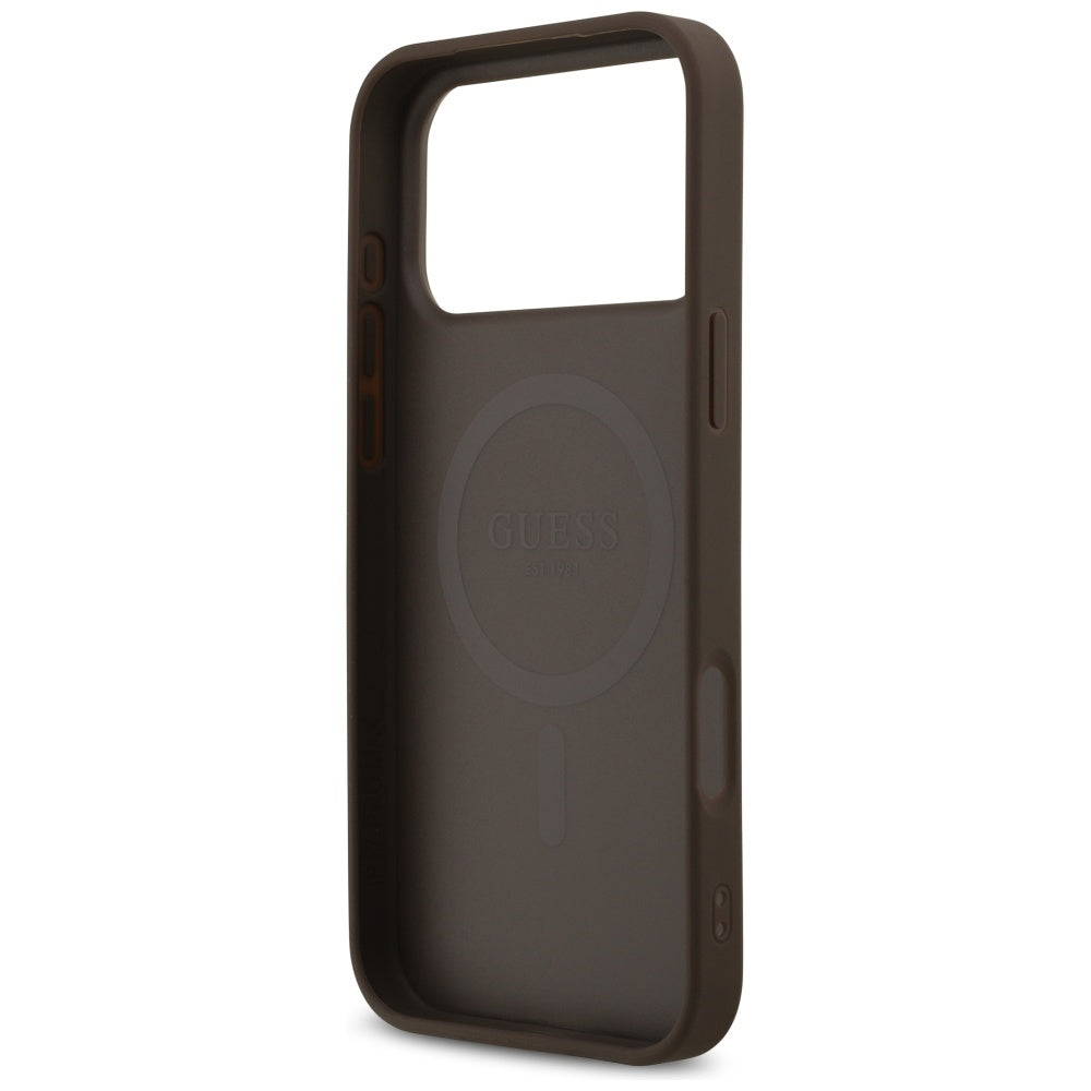 MagSafe hoesje voor Apple iPhone 17 Pro Max, Guess, 4G Printed Stripes, Bruin
