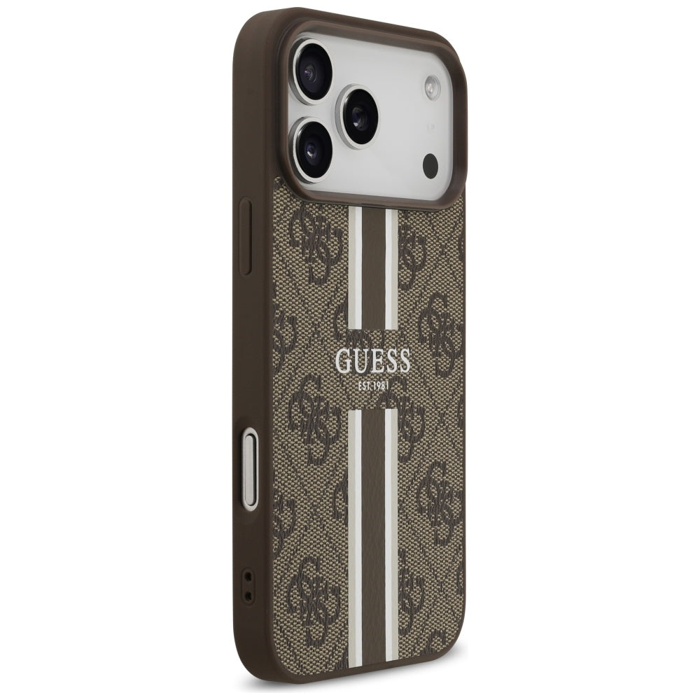 MagSafe hoesje voor Apple iPhone 17 Pro Max, Guess, 4G Printed Stripes, Bruin