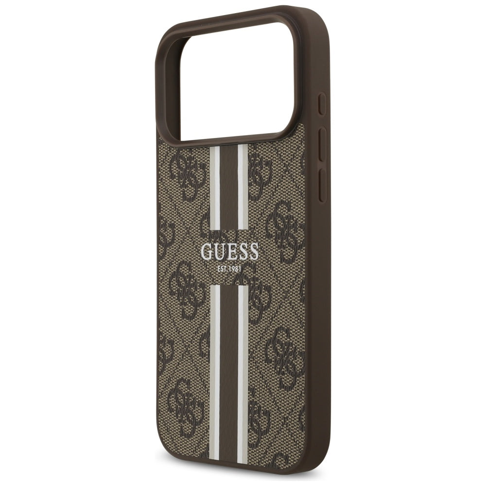 MagSafe hoesje voor Apple iPhone 17 Pro Max, Guess, 4G Printed Stripes, Bruin