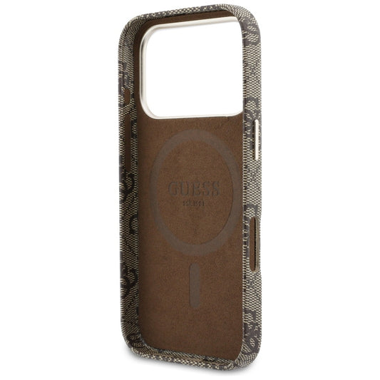 MagSafe hoesje voor Apple iPhone 17 Pro Max, Guess, 4G Script Logo, Bruin