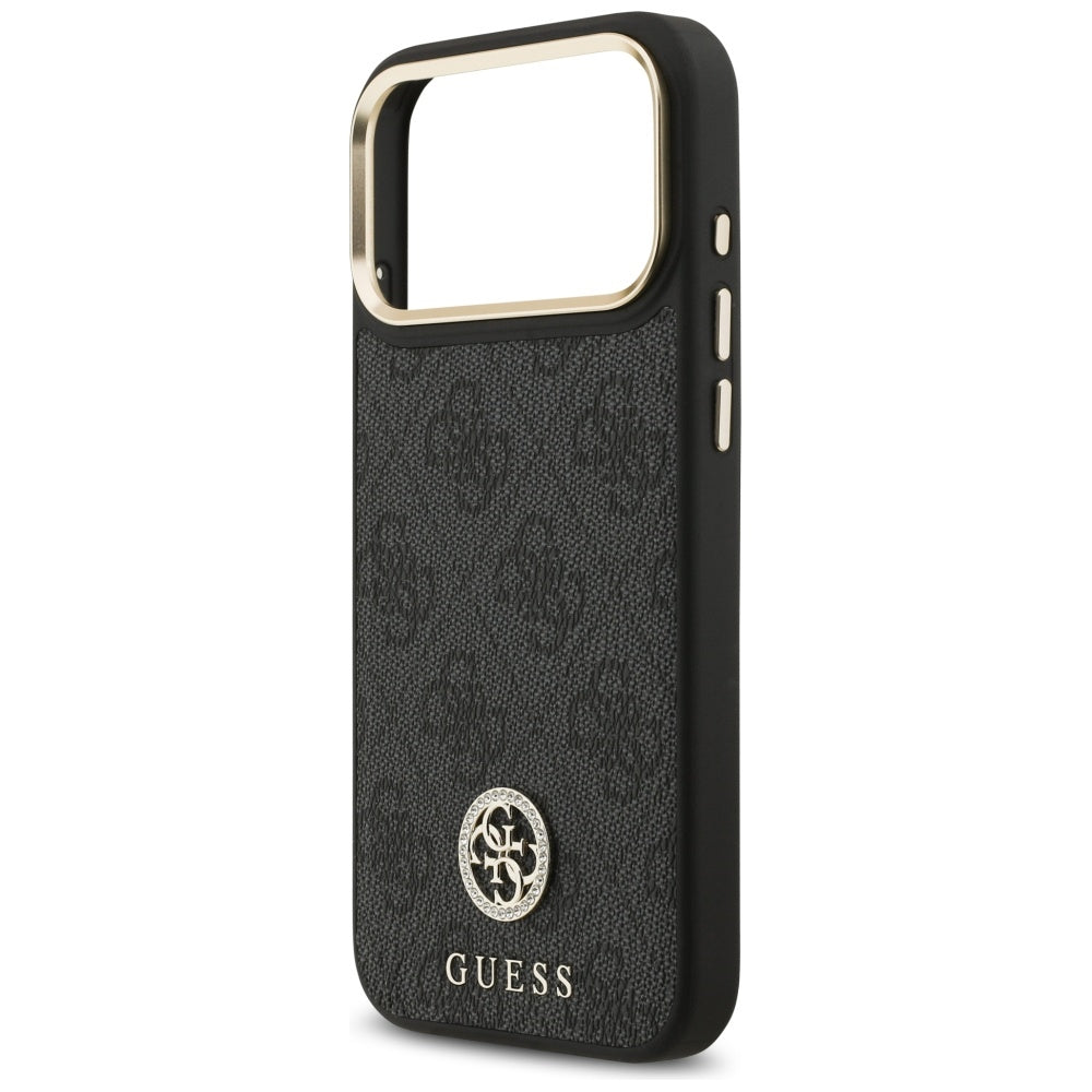 Étui MagSafe pour Apple iPhone 17 Pro Max, Guess, Logo Strass 4G, Noir