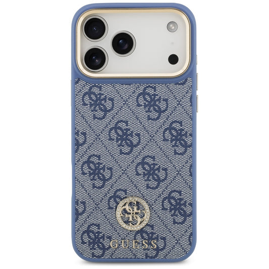 MagSafe hoesje voor Apple iPhone 17 Pro Max, Guess, 4G Strass Logo met Grote Band, Blauw