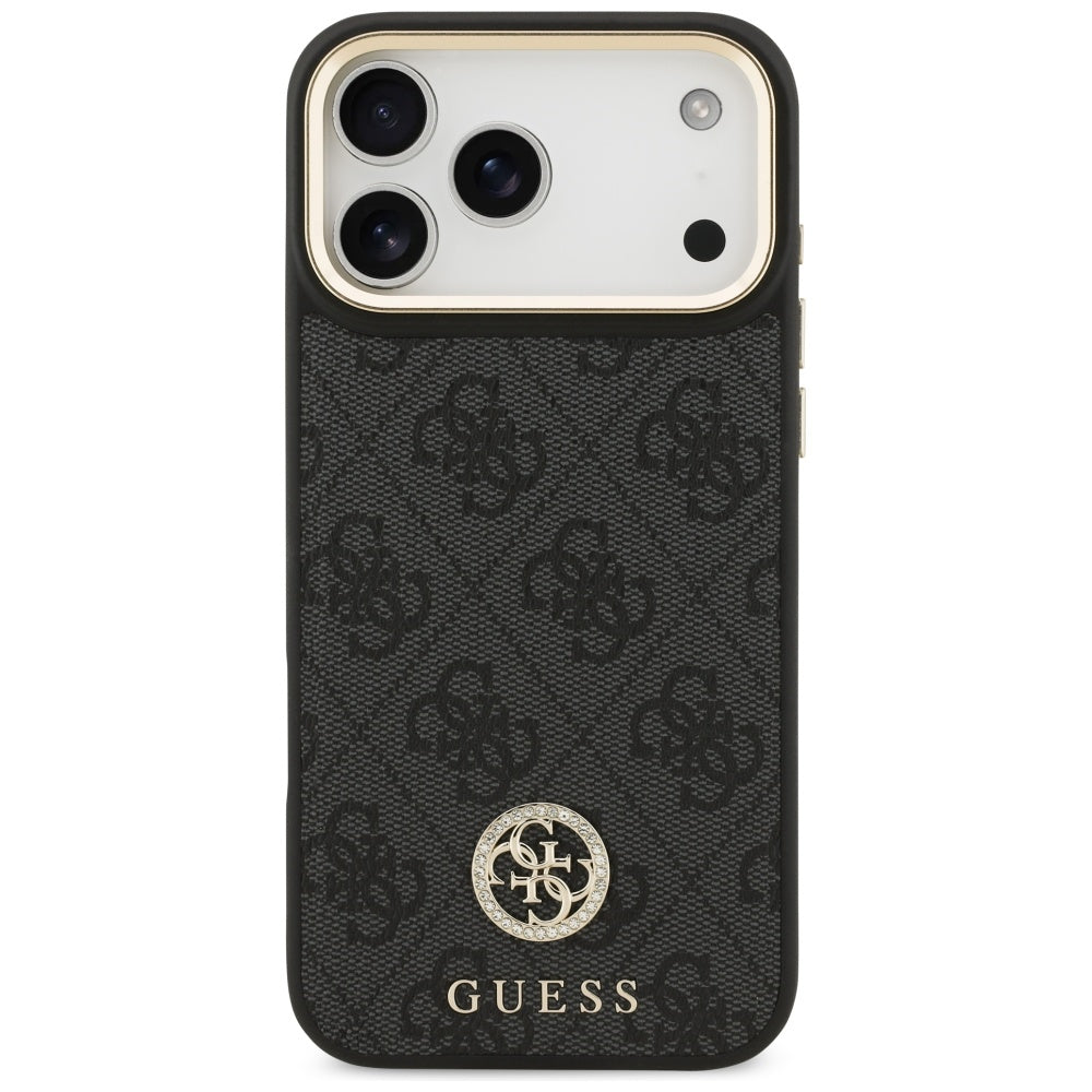 MagSafe hoesje voor Apple iPhone 17 Pro Max, Guess, 4G Strass Logo met grote band, Zwart