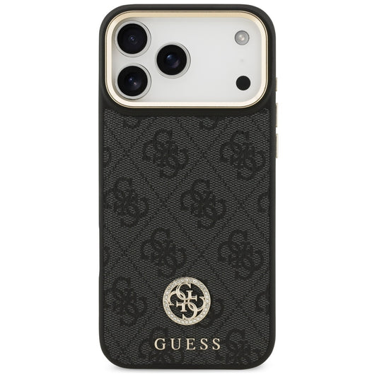 MagSafe hoesje voor Apple iPhone 17 Pro Max, Guess, 4G Strass Logo met grote band, Zwart