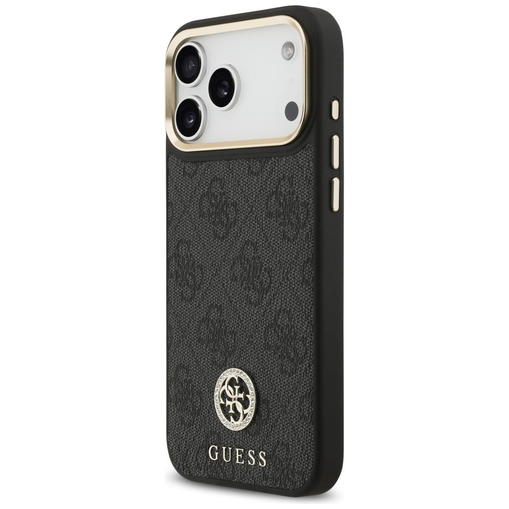 MagSafe hoesje voor Apple iPhone 17 Pro Max, Guess, 4G Strass Logo met grote band, Zwart