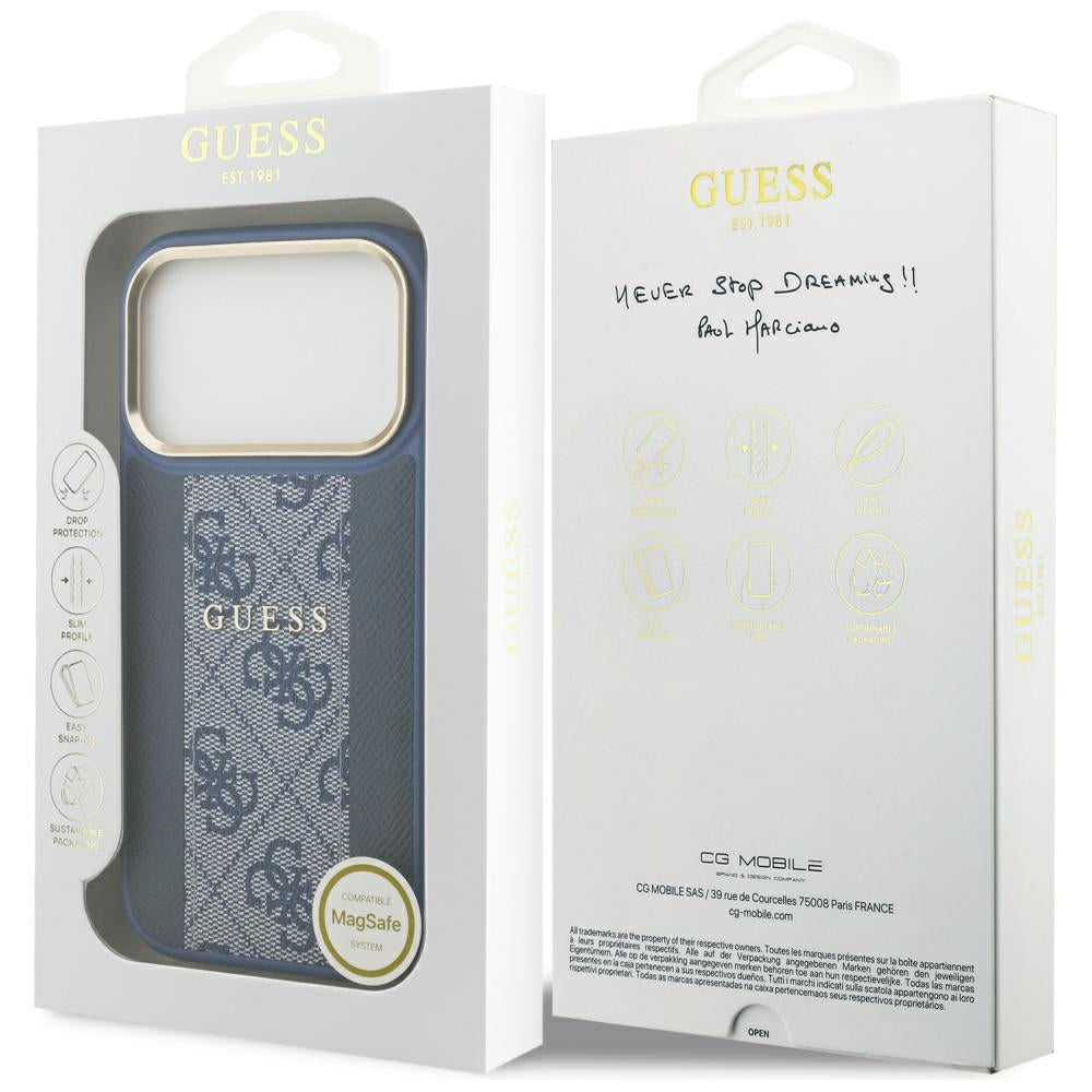 MagSafe hoesje voor Apple iPhone 17 Pro Max, Guess, 4G Stripe, Blauw