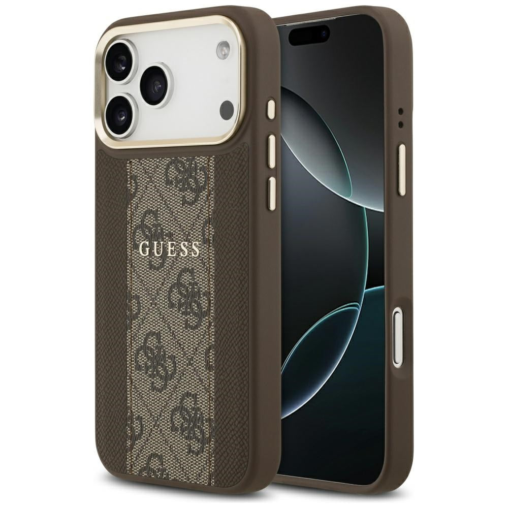 MagSafe Case for Apple iPhone 17 Pro Max, Guess, 4G Stripe, Brown