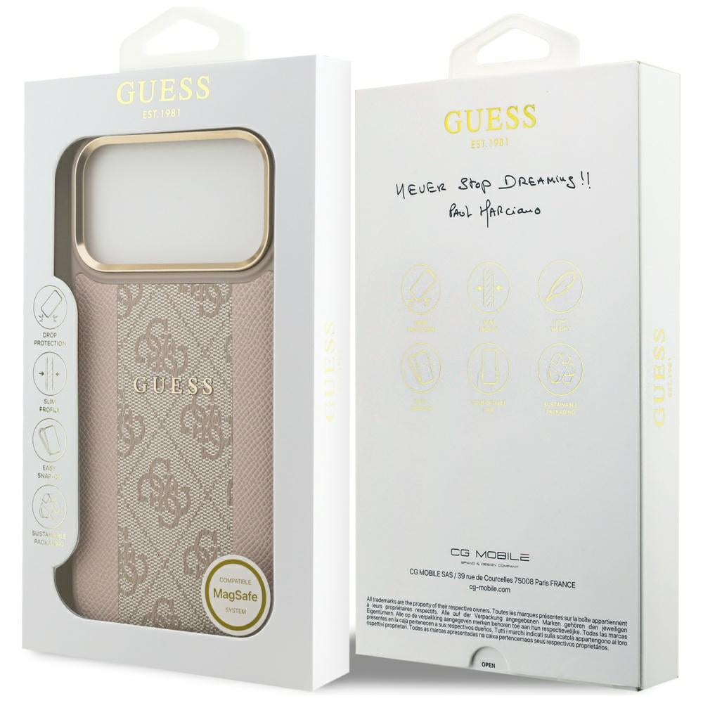 Étui MagSafe pour Apple iPhone 17 Pro Max, Guess, 4G Stripe, Rose