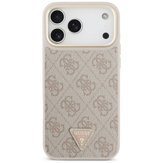 MagSafe hoesje voor Apple iPhone 17 Pro Max, Guess, 4G Triangle Logo met grote band, Roze