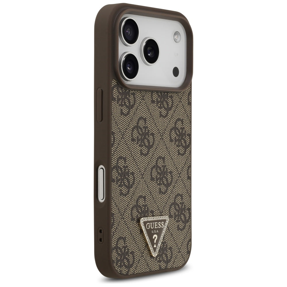 MagSafe hoesje voor Apple iPhone 17 Pro Max, Guess, 4G Triangle Strass, Bruin