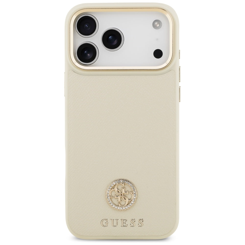 MagSafe hoes voor Apple iPhone 17 Pro Max, Guess, Grained Strass Logo, Beige