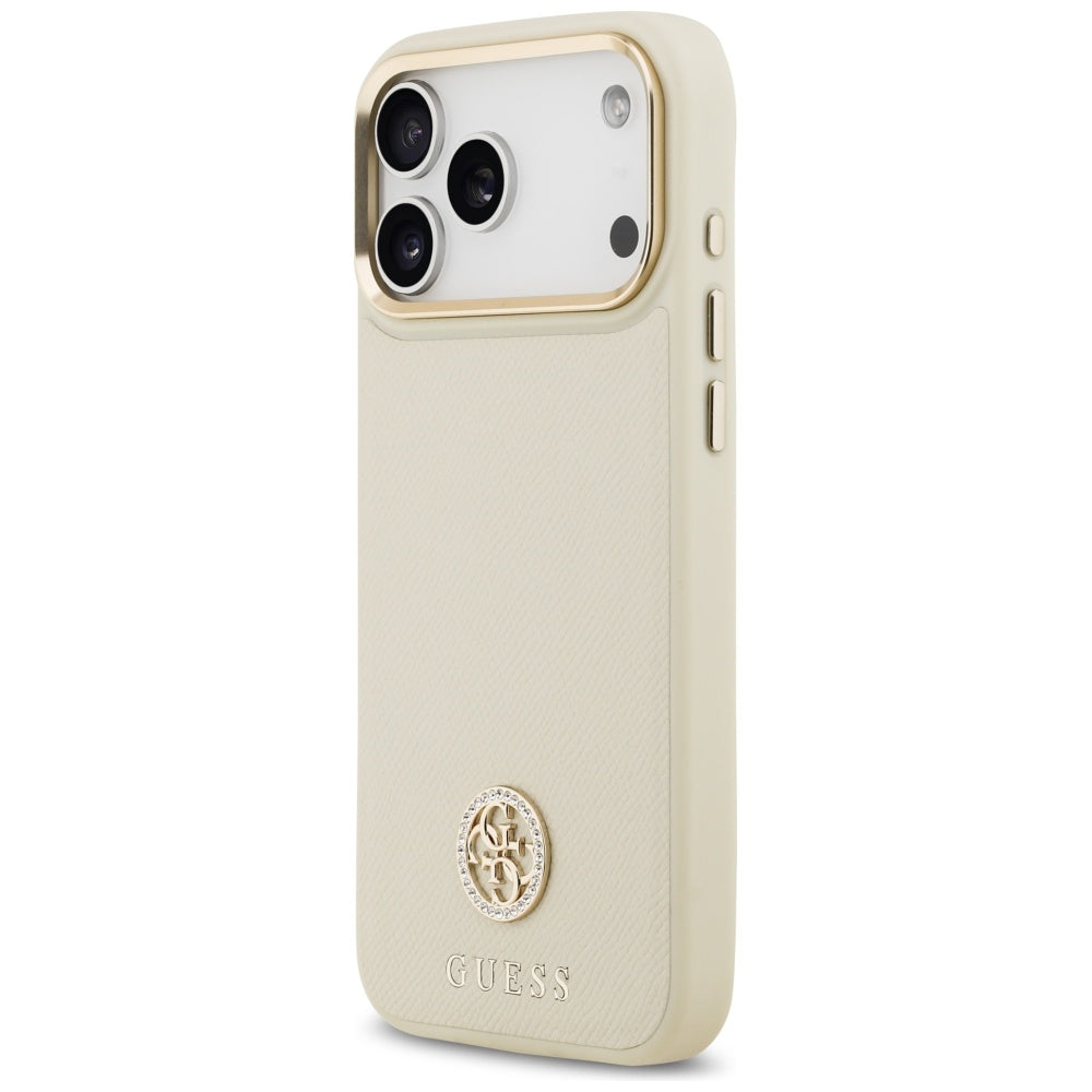 MagSafe hoes voor Apple iPhone 17 Pro Max, Guess, Grained Strass Logo, Beige