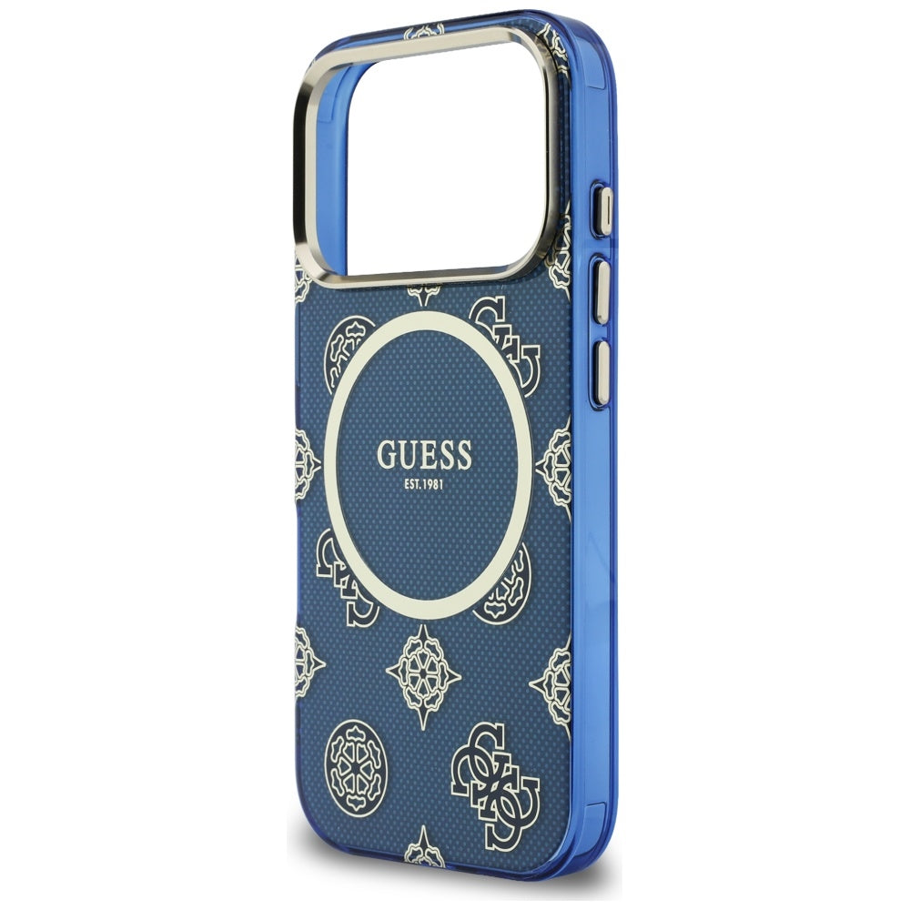 MagSafe Case for Apple iPhone 17 Pro Max, Guess, IML Peony Dot, Blue