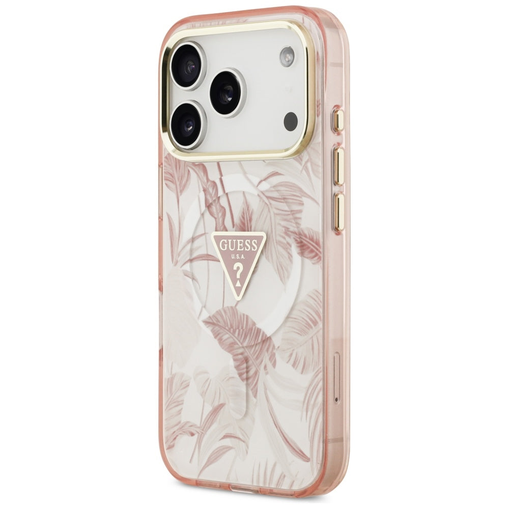 MagSafe hoesje voor Apple iPhone 17 Pro Max, Guess, Jungle Tonal Triangle, Roze