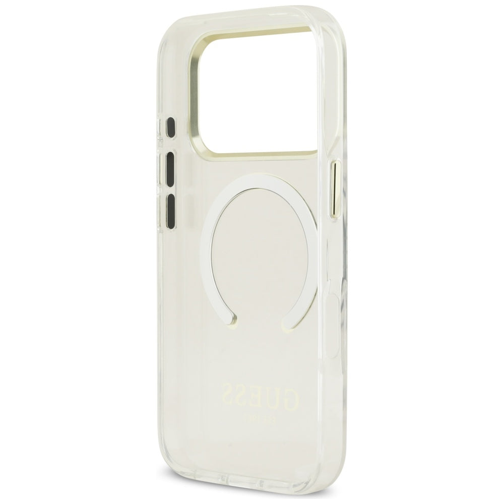 Coque MagSafe pour Apple iPhone 17 Pro Max, Guess, Contour Métallique, Dorée