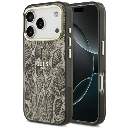 MagSafe hoes voor Apple iPhone 17 Pro Max, Guess, Python Patroon, Bruin