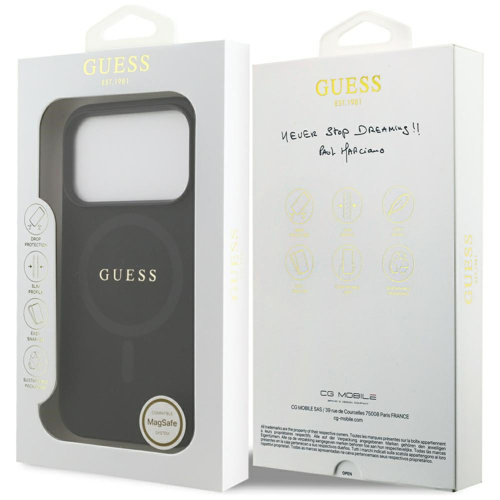 MagSafe Case for Apple iPhone 17 Pro Max, Guess, Saffiano Classic Logo, Black