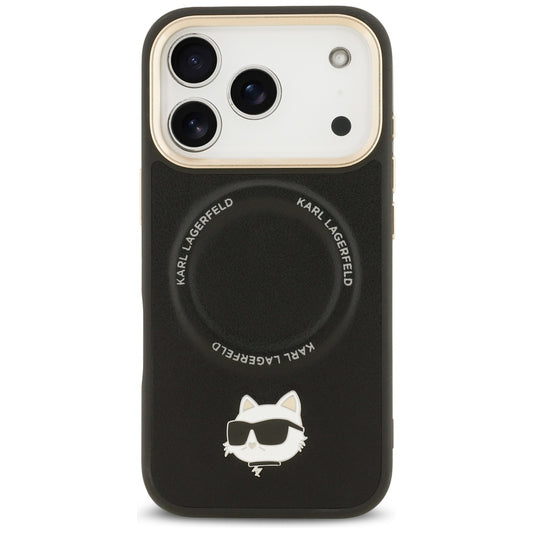 MagSafe hoes voor Apple iPhone 17 Pro Max, Karl Lagerfeld, Big Strap Choupette Metal Logo, Zwart