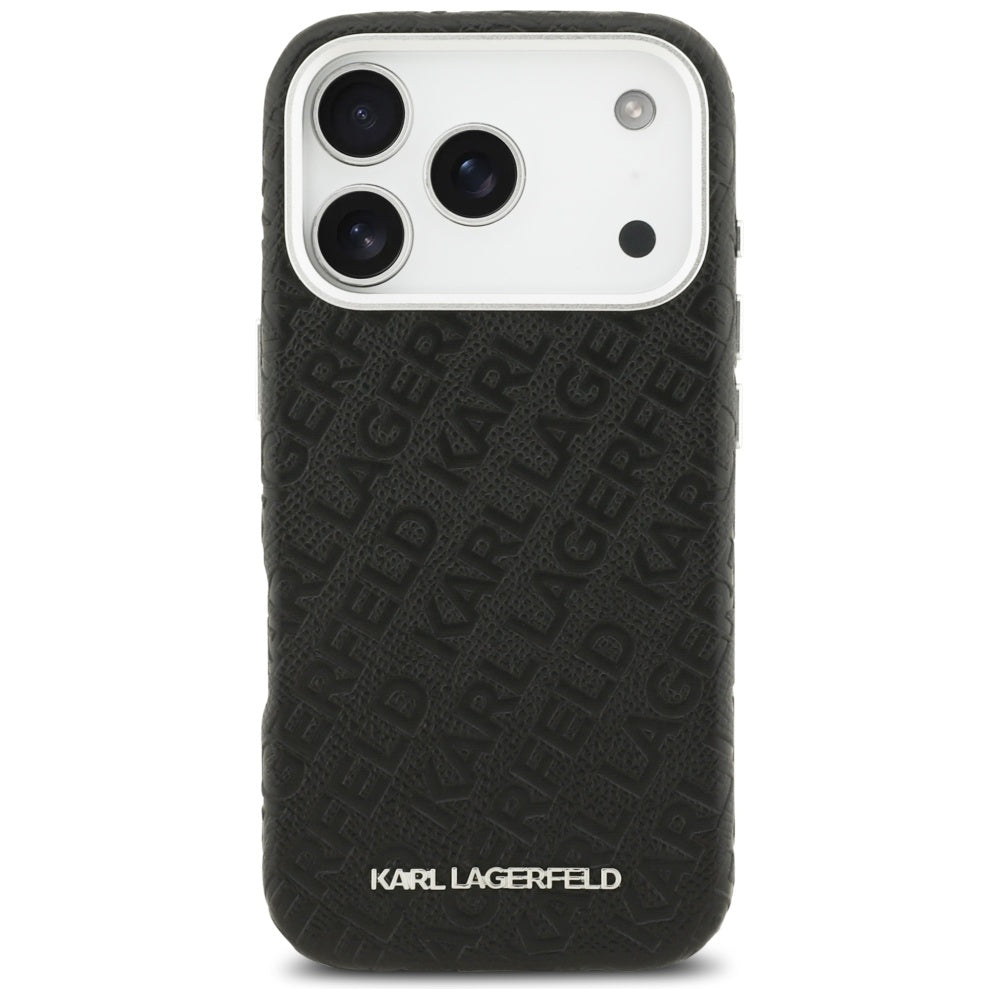 Étui MagSafe pour Apple iPhone 17 Pro Max, Karl Lagerfeld, FW Stamped Karl, Noir
