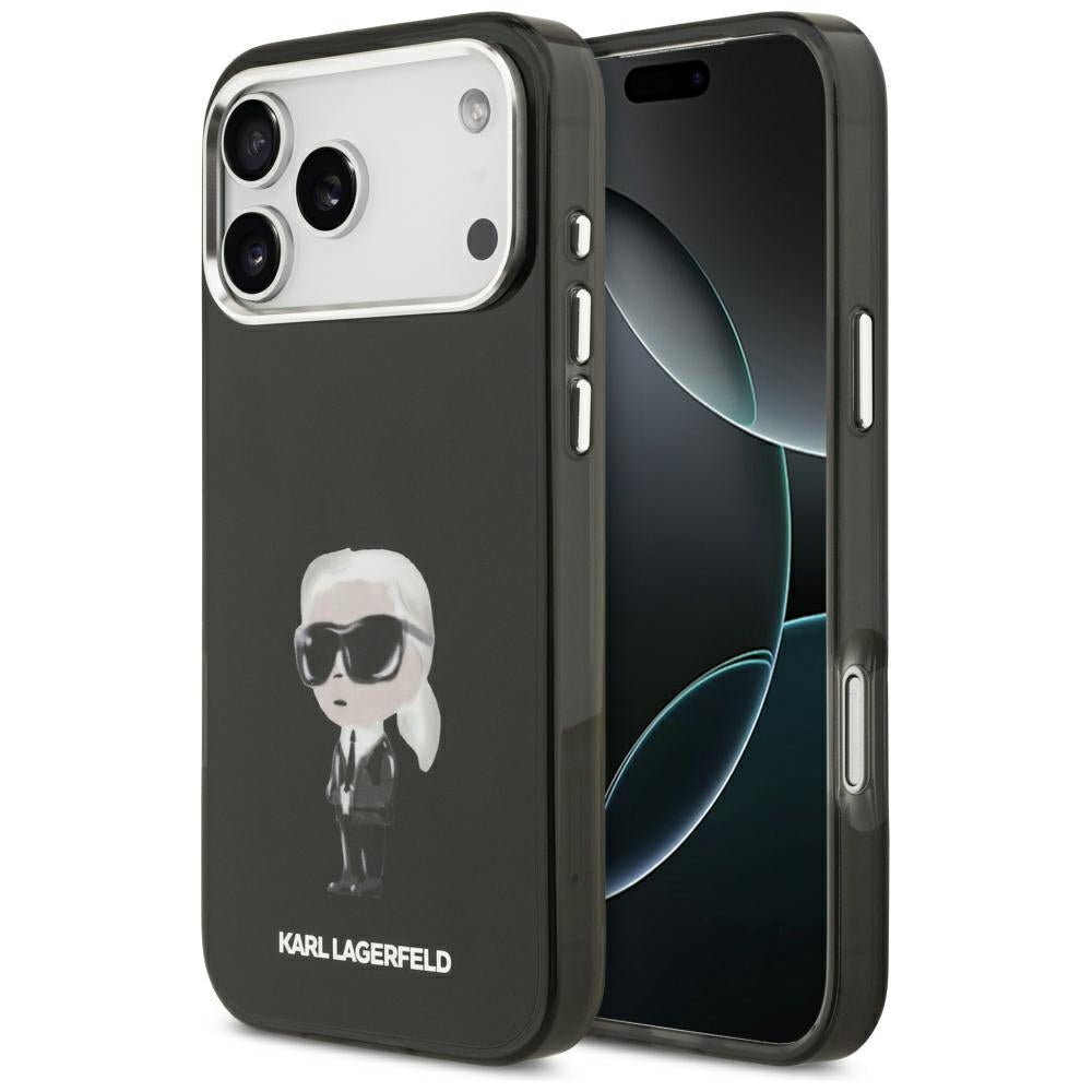 Housse MagSafe pour Apple iPhone 17 Pro Max, Karl Lagerfeld, IML Aquarelle Karl Ikonik, Noire
