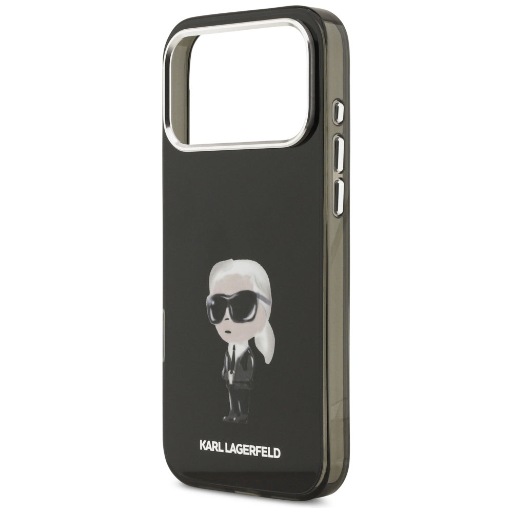 Housse MagSafe pour Apple iPhone 17 Pro Max, Karl Lagerfeld, IML Aquarelle Karl Ikonik, Noire