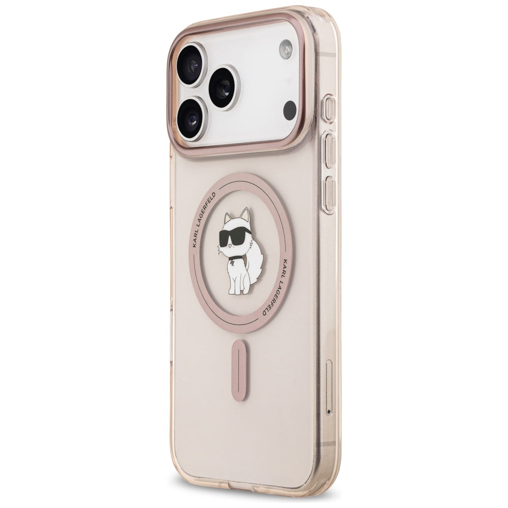Coque MagSafe pour Apple iPhone 17 Pro Max, Karl Lagerfeld, IML Choupette, Rose