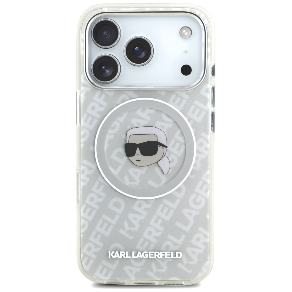 MagSafe Hülle für Apple iPhone 17 Pro Max, Karl Lagerfeld, IML Karl`s Head, Grau