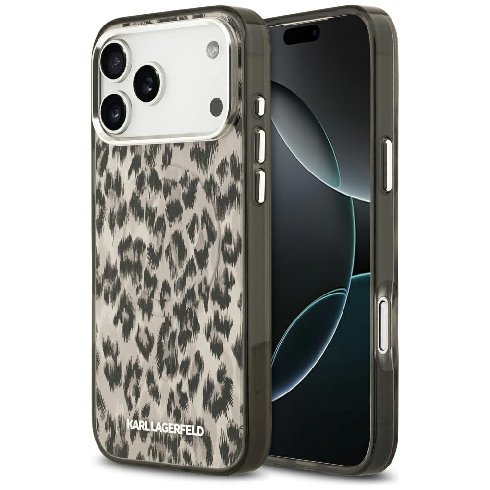 MagSafe Hülle für Apple iPhone 17 Pro Max, Karl Lagerfeld, IML Leopard Muster, Braun