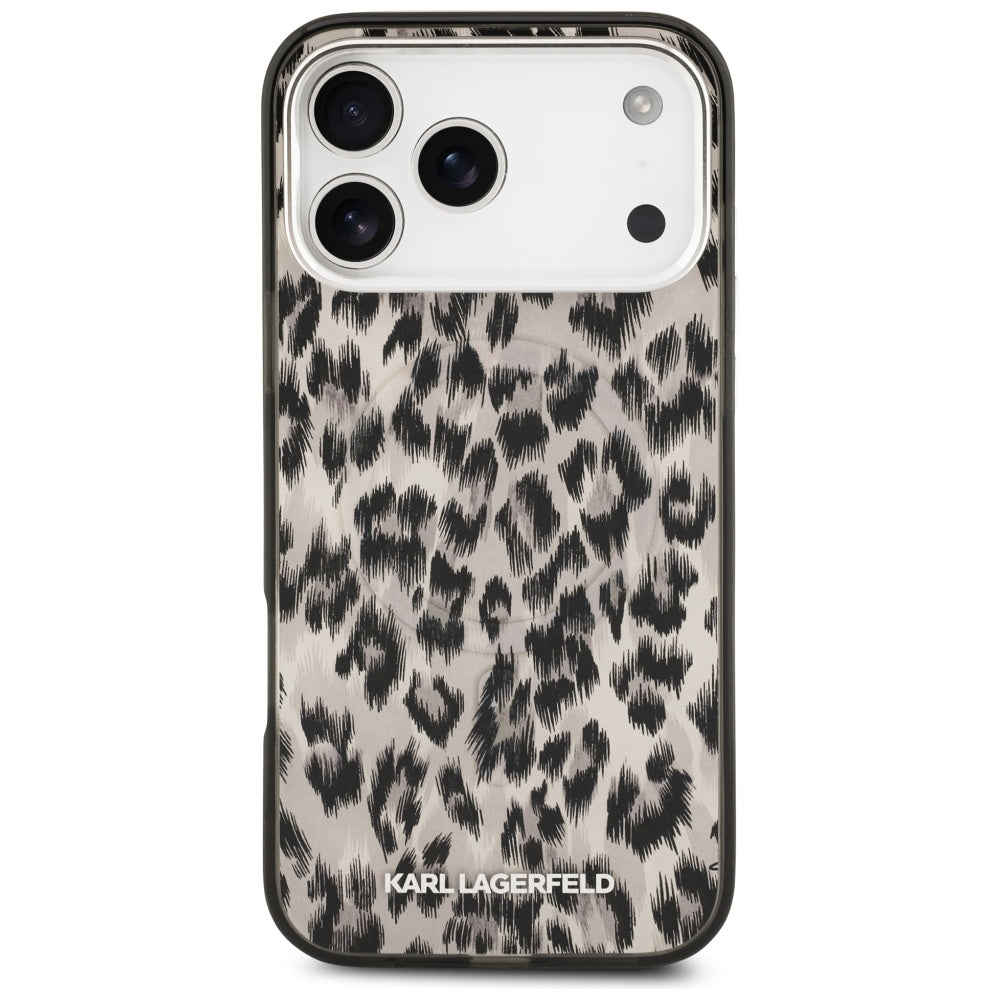 MagSafe Hülle für Apple iPhone 17 Pro Max, Karl Lagerfeld, IML Leopard Muster, Braun