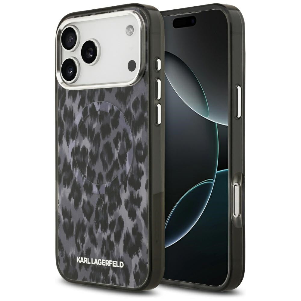 MagSafe Case for Apple iPhone 17 Pro Max, Karl Lagerfeld, IML Leopard Pattern, Black