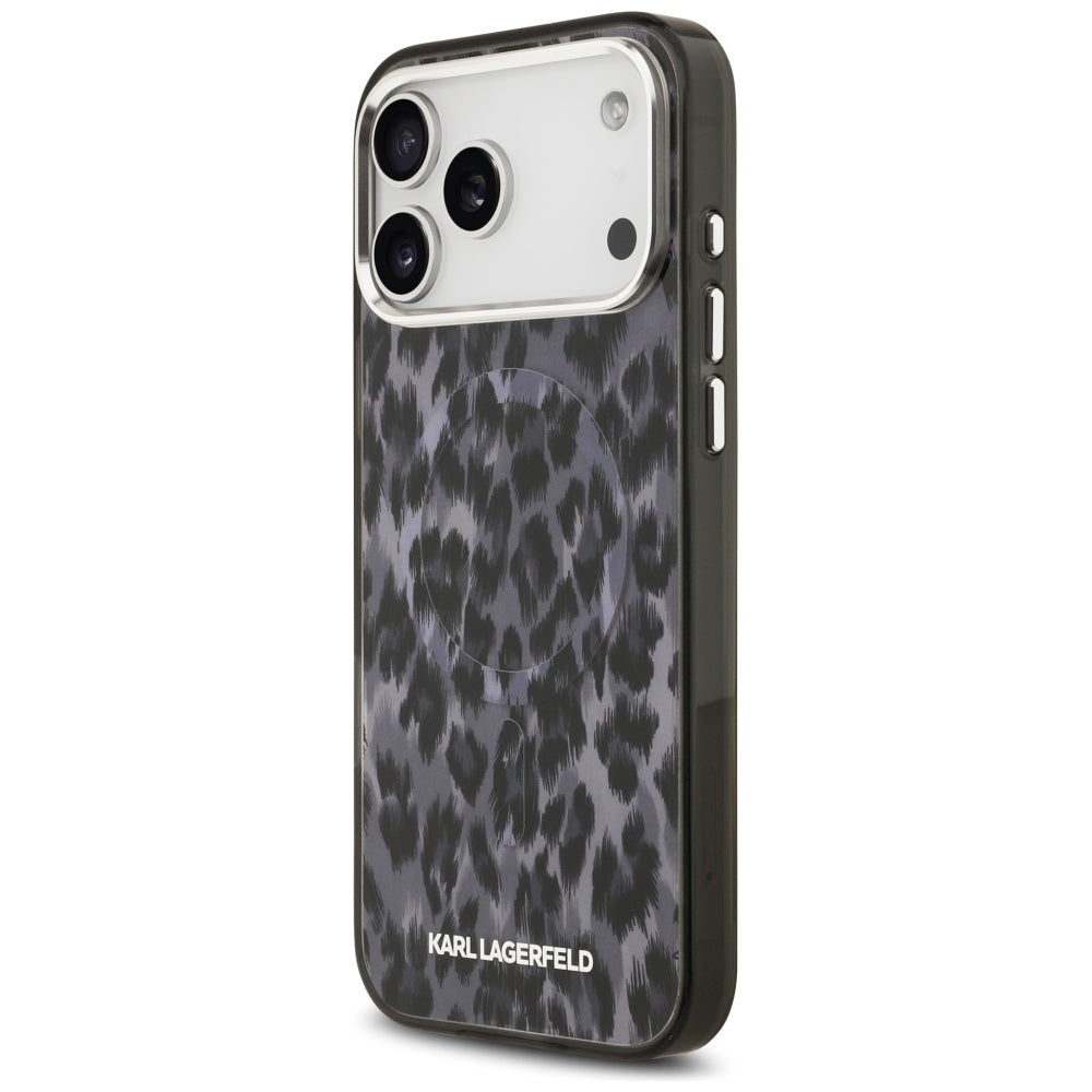 MagSafe Case for Apple iPhone 17 Pro Max, Karl Lagerfeld, IML Leopard Pattern, Black