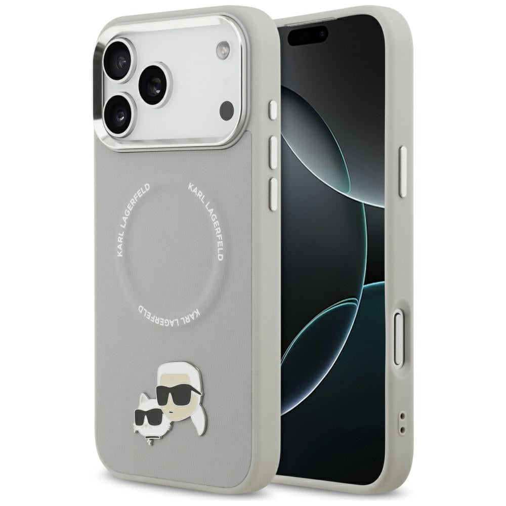 MagSafe Case for Apple iPhone 17 Pro Max, Karl Lagerfeld, Karl & Choupette Pins, Grey