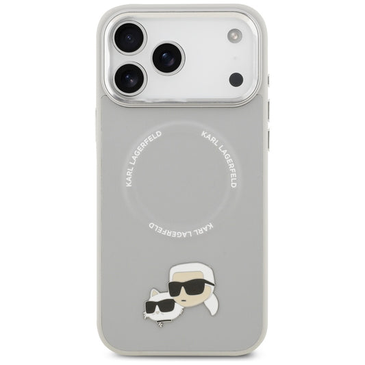 MagSafe hoes voor Apple iPhone 17 Pro Max, Karl Lagerfeld, Karl & Choupette Pins, Gri