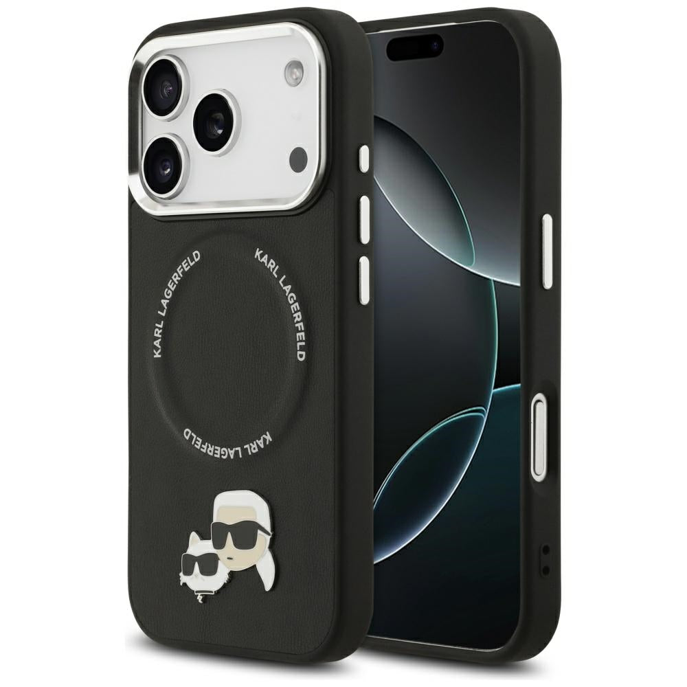 MagSafe hoes voor Apple iPhone 17 Pro Max, Karl Lagerfeld, Karl & Choupette Pins, Zwart