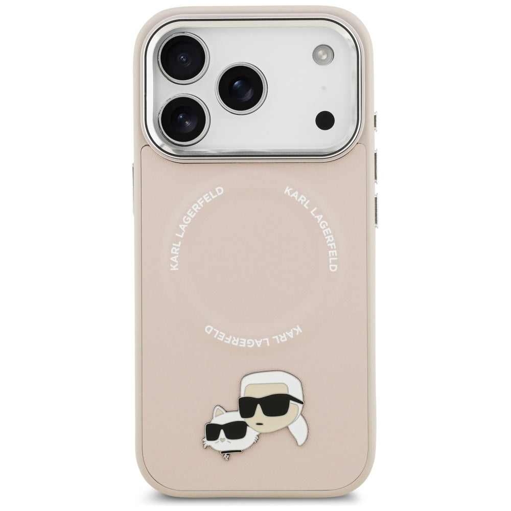 MagSafe Hülle für Apple iPhone 17 Pro Max, Karl Lagerfeld, Karl & Choupette Pins, Rosa