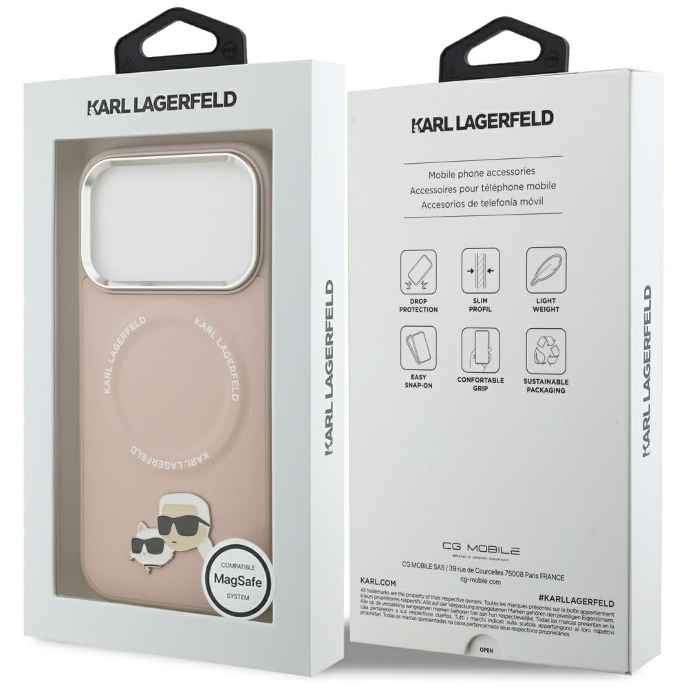 MagSafe Hülle für Apple iPhone 17 Pro Max, Karl Lagerfeld, Karl & Choupette Pins, Rosa