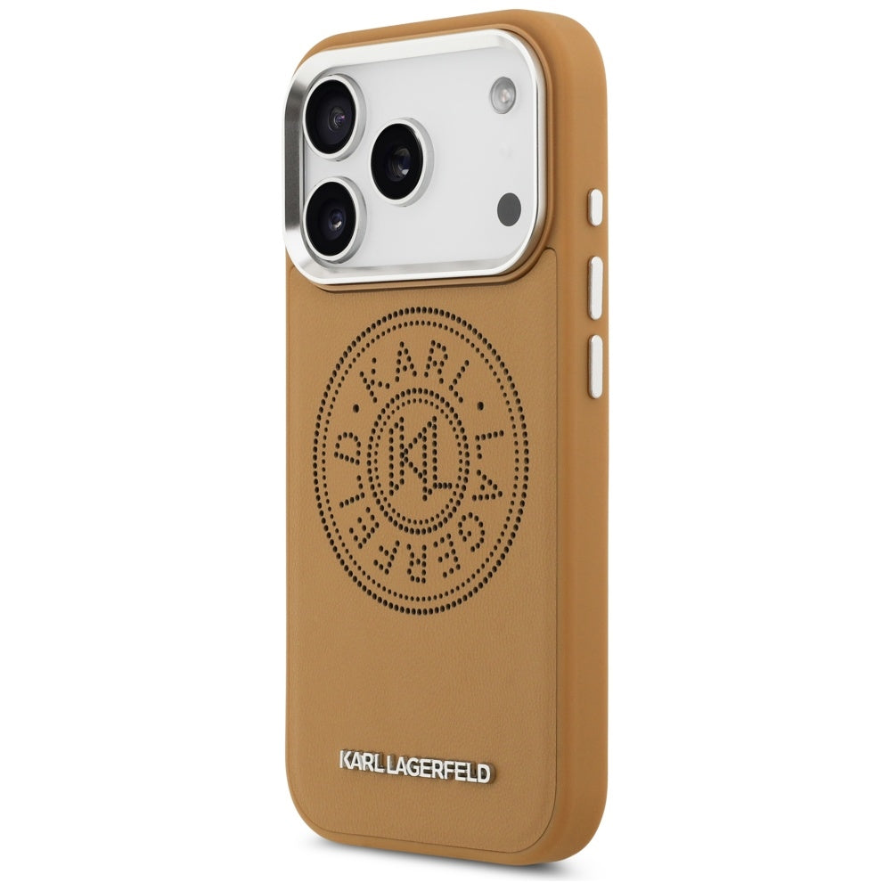 MagSafe Case for Apple iPhone 17 Pro Max, Karl Lagerfeld, Point & Metal Logo, Brown