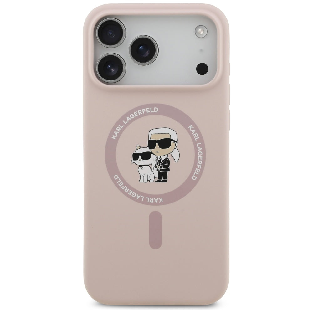 MagSafe hoesje voor Apple iPhone 17 Pro Max, Karl Lagerfeld, Ring Karl & Choupette, Roze