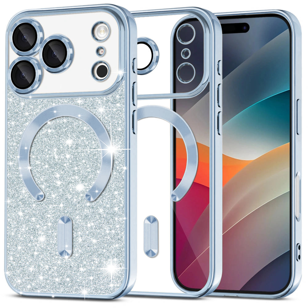 MagSafe Case for Apple iPhone 17 Pro Max, Techsuit, Luxury Glitter, Blue