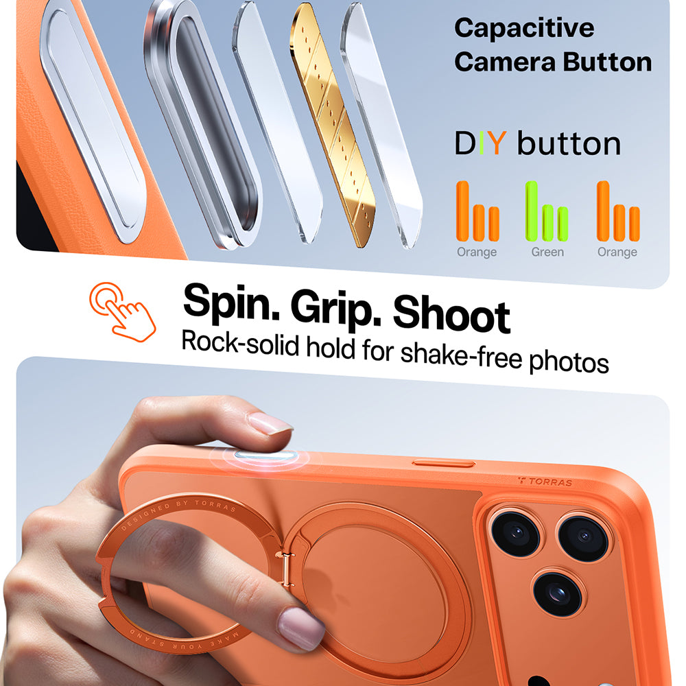 MagSafe hoesje voor Apple iPhone 17 Pro Max, Torras, Ostand Pro, Oranje