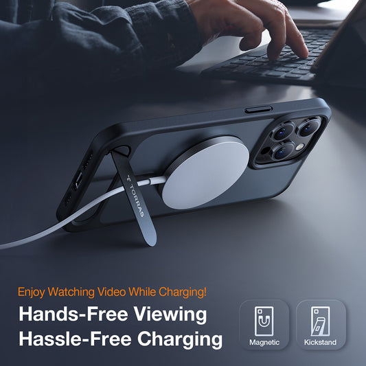 MagSafe hoes voor Apple iPhone 17 Pro Max, Torras, Pstand, Zwart