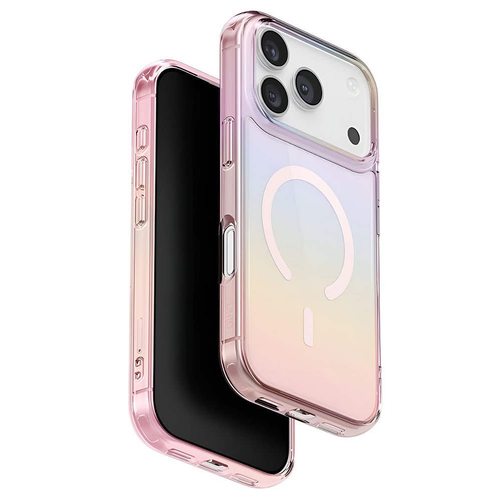 MagSafe hoesje voor Apple iPhone 17 Pro Max, UNIQ, Iridescia MagClick, Pastelblauw