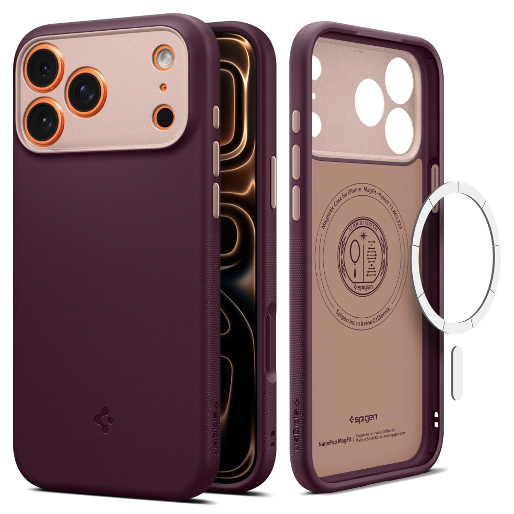 MagSafe Case for Apple iPhone 17 Pro, Spigen, Caseology Nano Pop, Burgundy ACS10327