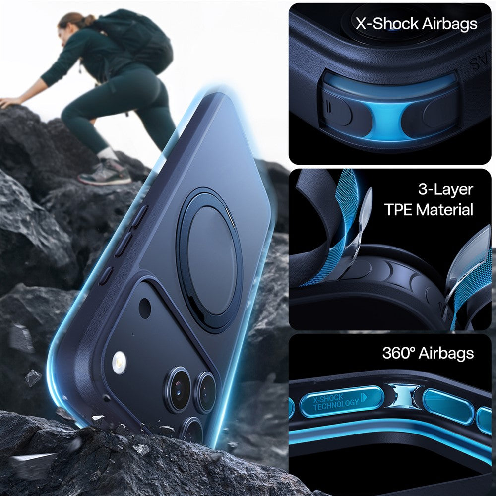 Coque MagSafe pour Apple iPhone 17 Pro, Torras, Ostand Pro, Bleu Marine