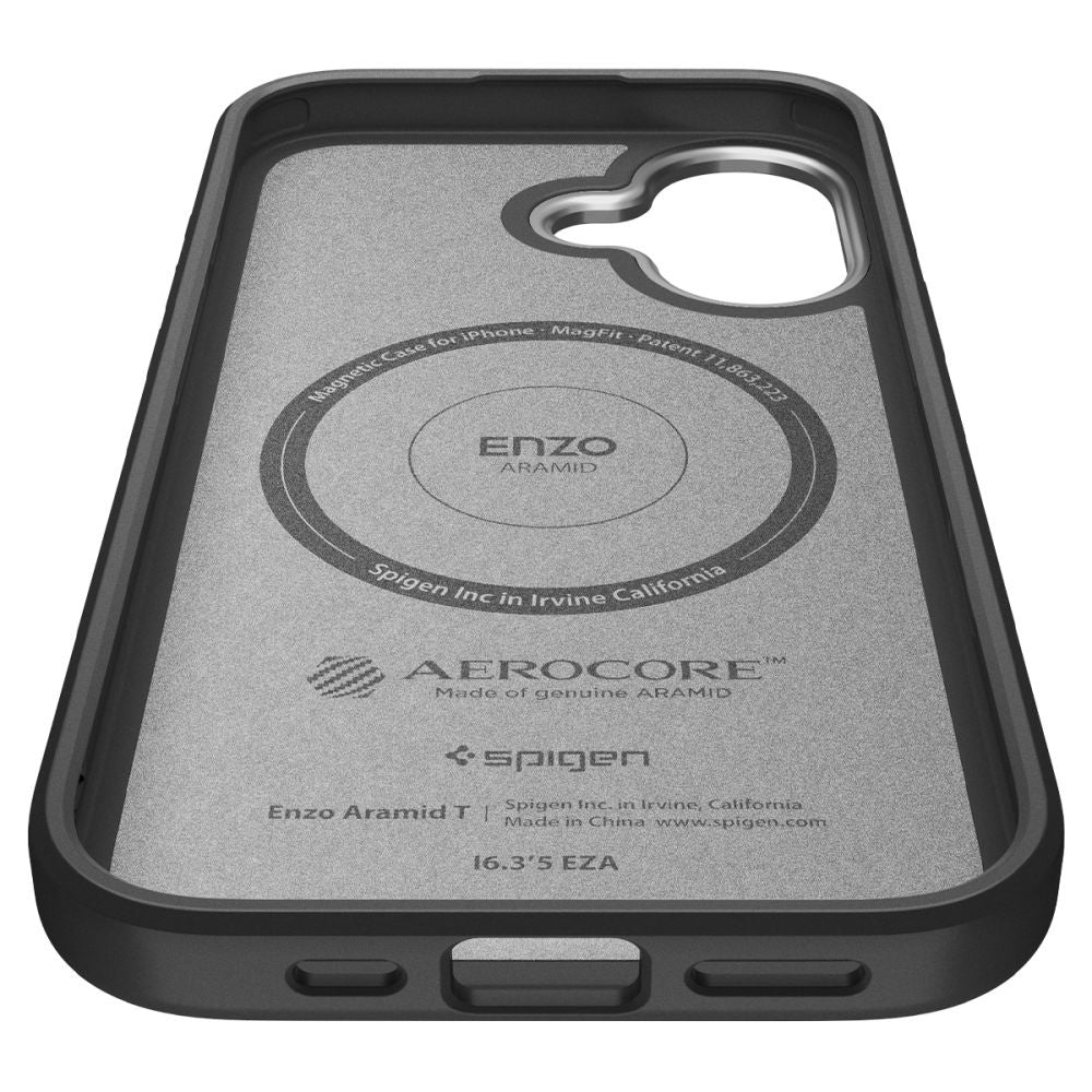 MagSafe hoesje voor Apple iPhone 17, Spigen, Enzo Aramid T, Zwart Zilver ACS09989