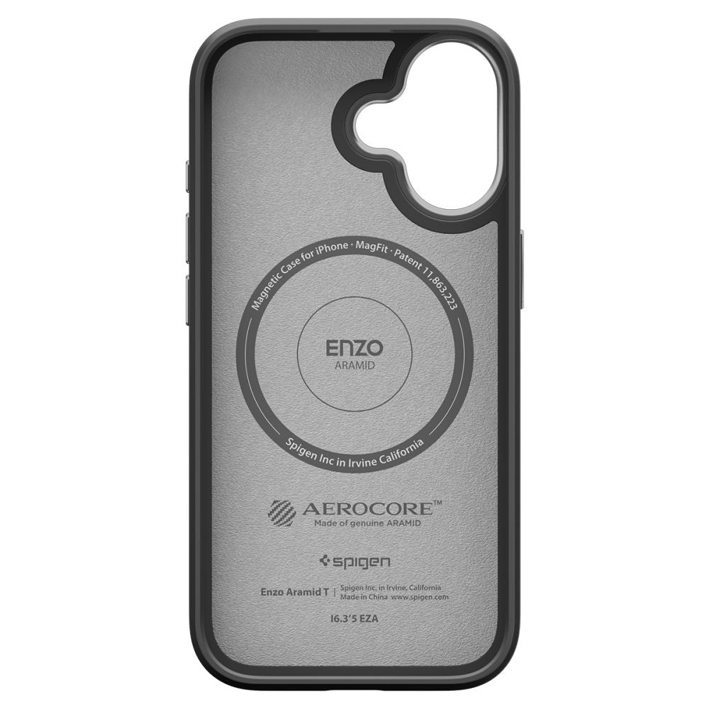 MagSafe hoesje voor Apple iPhone 17, Spigen, Enzo Aramid T, Zwart Zilver ACS09989