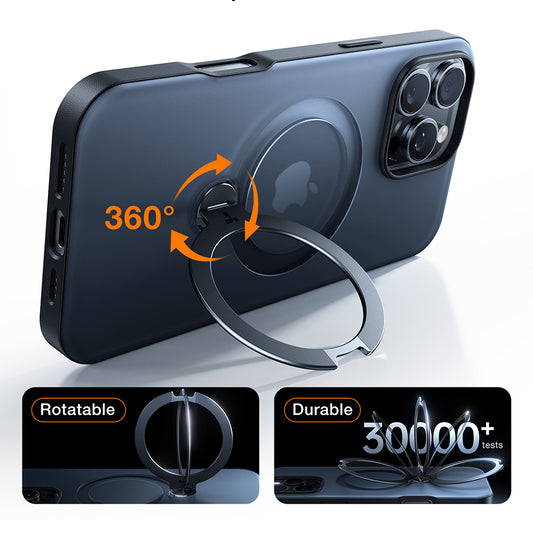 MagSafe hoes voor Apple iPhone 17, Torras, Ostand Spin, Zwart