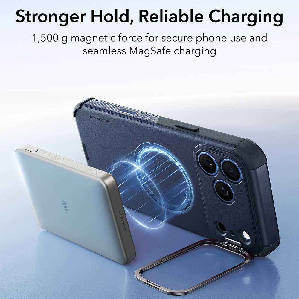 Coque MagSafe pour Apple iPhone 18 Pro / 17 Pro, ESR, Cyber Armor Kickstand, Bleue